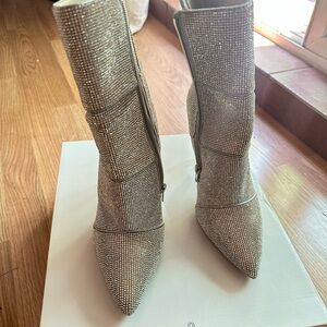 Steve Madden Silver Heeled Boots with Sparkle